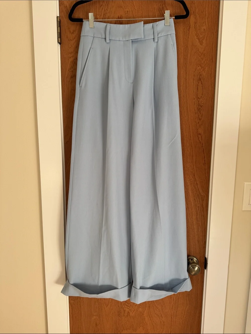 Elleme Light Blue Double-Breasted Blazer & Wide-Leg Trousers Set